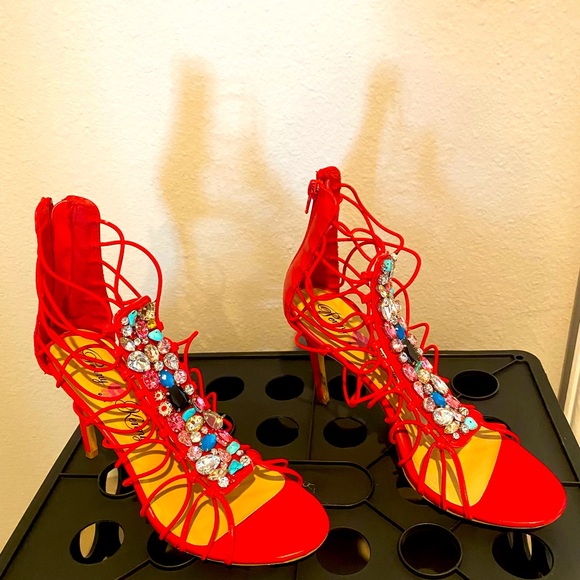 Penny loves Kenny shoes size 8.5, worn once red high heels - Picture 1 of 4